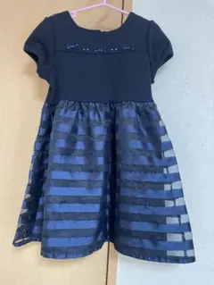 フォーマルドレス ネイビー ホワイト ストライプ　おまけでセットボレロあり