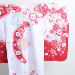 【新品】七五三　女児　四つ身着物　白ぼかし　 01036