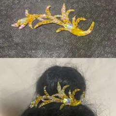 ゴールドのラインストーンヘアアクセサリー