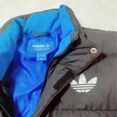 adidas ダウン　フェザー　ダウンジャケット ロゴ　トレフォイル　L 黒 青