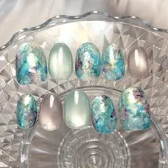 ネイルチップ NO. 37ニュアンスネイル 夏ネイル インク オーロラ