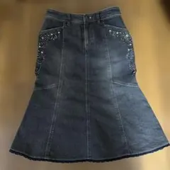 KETTY デニムスカート ビーズ刺繍 レース 裾 サイズ2のサムネイル