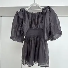 【1月末削除】オーガンジー リボン ブラウス フリーサイズ