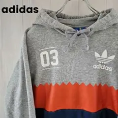 【希少】adidas アディダス フーディ パーカー プリントロゴ メンズ S