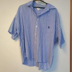 U.S POLO ASSN 半袖シャツ ブルー ストライプ