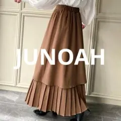 JUNOAH プリーツドッキングフレアスカート スカートのサムネイル