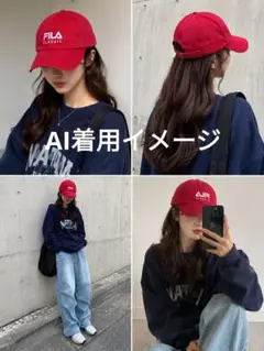 FILA CLASSIC ロゴ刺繍 キャップ 赤 帽子のサムネイル