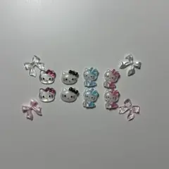 ハローキティ ネイルパーツ キティ サンリオ リボン 水色 ピンク 黒 クリア