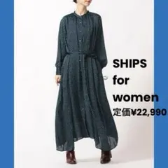 SHIPS for women サテンプリントワンピース　ロイヤルブルーのサムネイル