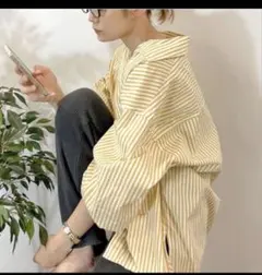 Ungrid アングリッド ストライプルーズシャツ　イエロー