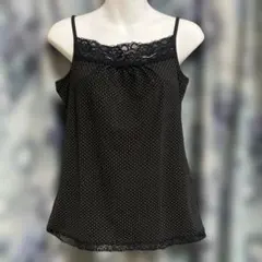폴카 도트 레이스 캐미솔 블랙 L