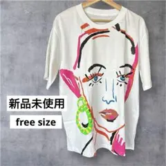 新品未使用品♢﻿フェイスビッグTシャツ♢﻿freeサイズ