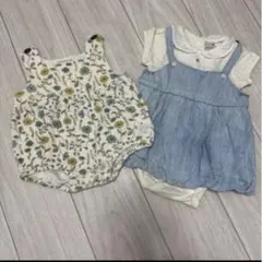 プティマイン アンサンブルロンパース＆conoco 花柄ロンパース 3枚セット