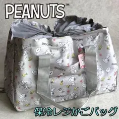 スヌーピー 保冷バッグ レジかごバッグ 大容量 エコバッグ 買い物バッグ グレー