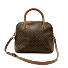 【CELINE】2wayバッグ　マカダム柄　ゴールド金具　PVC ブラウン　自立のサムネイル