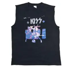 KISS カットオフバンドTシャツ ブラックLサイズ