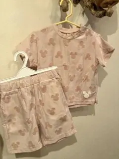 ミッキー柄　ディズニー　上下セット 80サイズ　プティマイン　春夏　訳アリ