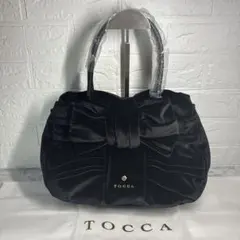 【TOCCA✨トートバッグ】黒ベロア/リボン/ハンドバッグ/ブラック/オンワードのサムネイル
