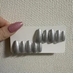 シルバー グリッター アーモンド型 ネイルチップ 10個セット