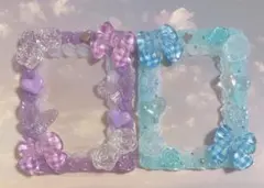 デコケース ホイップデコ 紫 パープル 水色 ブルー リボン バラ ハート 蝶々