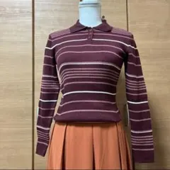 earth music&ecology 襟付きマルチボーダーニットプルオーバー