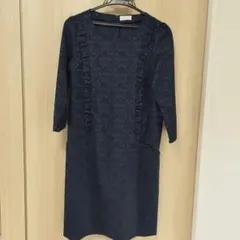 フォーマル　ネイビー フリル付き ワンピース　　妊婦服　入学式