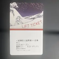 ネコママウンテン リフト券 １日券 2枚 星野リゾート 引換券 ネコマ 星野リゾート ネコマ マウンテン 満喫キャンペーン！