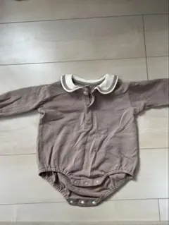 ブラウン 襟付きロンパース 長袖　70
