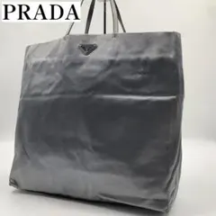 【✨希少✨】プラダ トートバッグ 三角ロゴ メタリックブルー