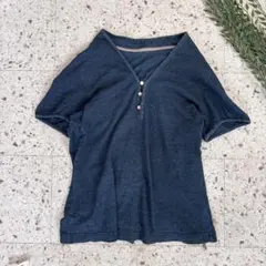 パラスパレス インディゴ 半袖Tシャツ 綿100% Ｖネック サイズ3 L相当のサムネイル