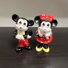 ディズニーランド　陶器　置き物　ミッキー＆ミニー　開園初期　昭和　レトロ