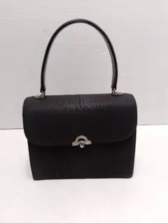 2WAY本革レザー ハンドバッグ ショルダーバッグ 黒 クラシック 