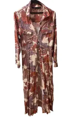 ZARA大特価中ペイズリー柄 ロングシャツワンピース とペイズリートップス付き