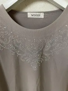 ビジュー付き 七分袖 カットソー　ミセス　シニア　ダンス　M L LL