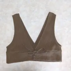 ジーユーGU　 リブビスチェ　Vネック　キャミソール　ブラウン　160　S