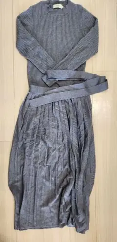 BEAMS HEART グレー リブニットワンピース