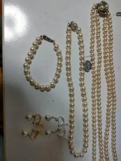 貝パールネックレス＆ブレス&イヤリング