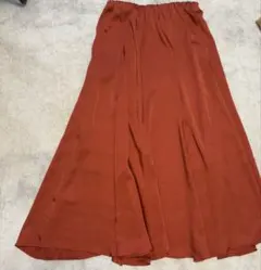 週末SALE【美品】光沢フレアスカート　オレンジ　推し活
