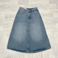 ZARA ロングフレアデニムスカート　インディゴ　XS