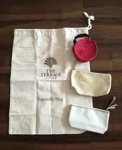 ランドリーバッグ、ミニバスケット、ポーチ、4点セット