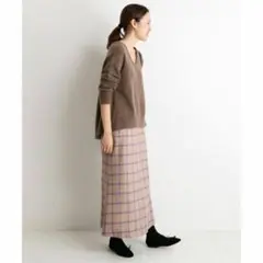 美品 SLOBE IENA ウール混 チェックマーメイドロングスカート 40