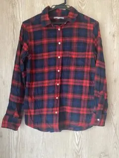 UNIQLO チェックシャツ　レディースM 赤チェック　長袖シャツ