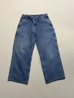 w32 80sビンテージ【Dickies】デニムペインターパンツTALONジップ