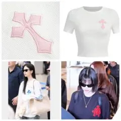 ♡大人気♡クロス 刺繍　Tシャツ　ショート丈のサムネイル