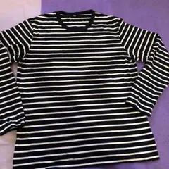 UNIQLO ネイビー・ホワイトストライプ 長袖カットソー XL