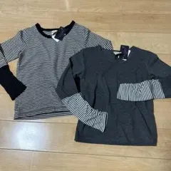 新品ライトオン　フィンガーホール付き重ね着風長袖TシャツロンT2枚セット110