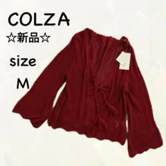 新品タグ付き♡コルザ♡カギ編みボレロ【М】レッド赤♡袖フレアショートカーディガン