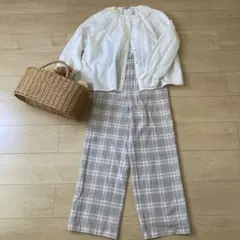 GU チェック柄　起毛　ストレートパンツ　S