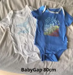 BabyGap 2枚セット半袖ロンパース 白と青 80cm