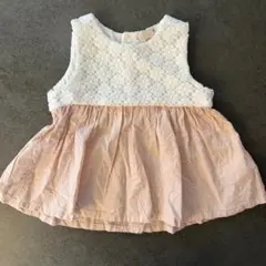 petit main☆ベビー服 レース トップス ホワイト/ピンク